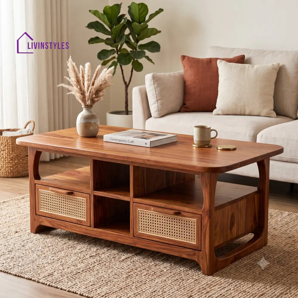 Émilie Wooden Coffee Table for Living Room | Tea Table | Teapoy | Center table
