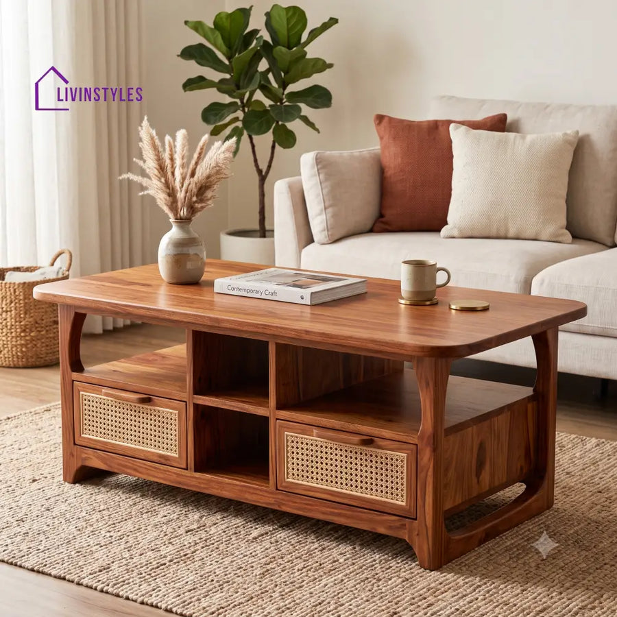 Émilie Wooden Coffee Table for Living Room | Tea Table | Teapoy | Center table