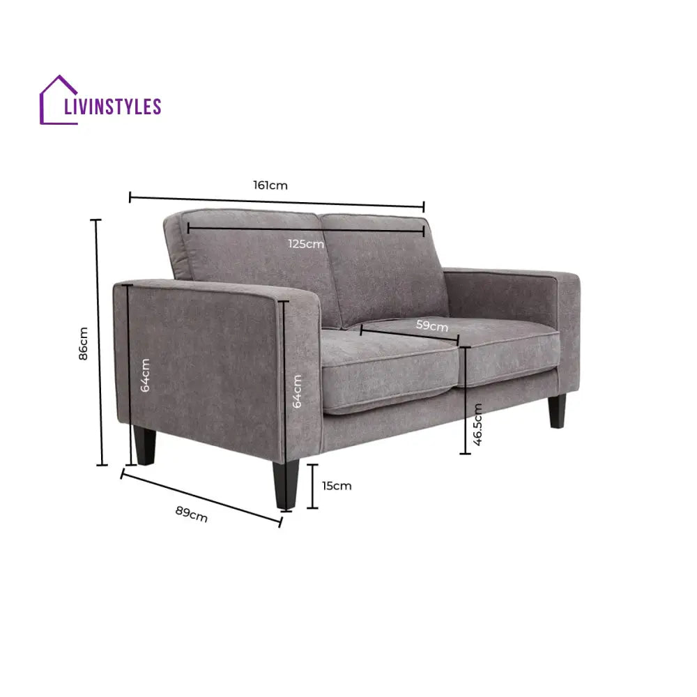Emilio 2 Seater Sofa - Grey - Sofas