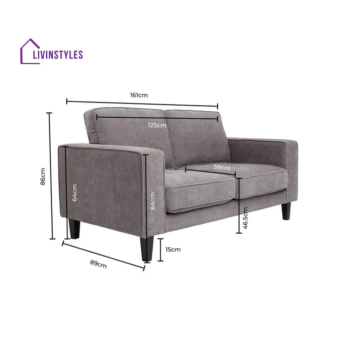 Emilio 2 Seater Sofa - Grey - Sofas