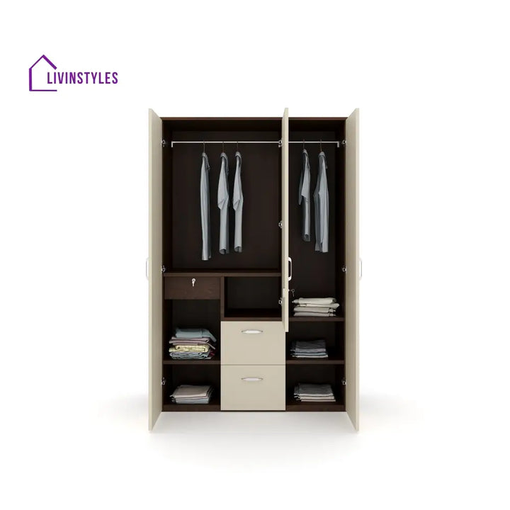 Artem 3 Door Mirror Wardrobe (Walnut / White) Home Furniture
