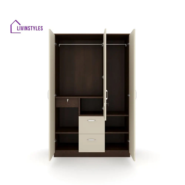 Artem 3 Door Mirror Wardrobe (Walnut / White) Home Furniture