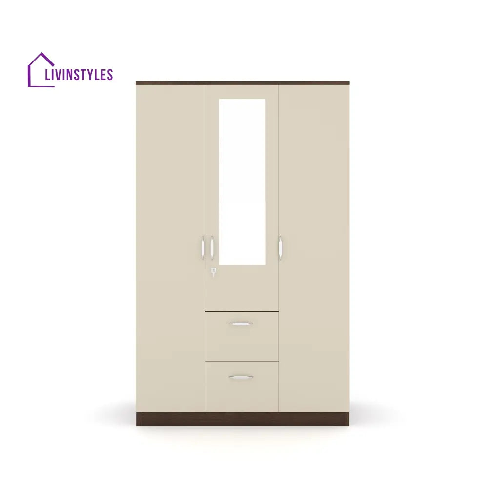 Artem 3 Door Mirror Wardrobe (Walnut / White) Home Furniture