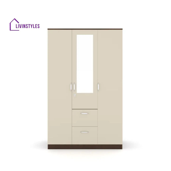 Artem 3 Door Mirror Wardrobe (Walnut / White) Home Furniture