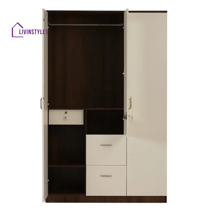Artem 3 Door Mirror Wardrobe (Walnut / White) Home Furniture