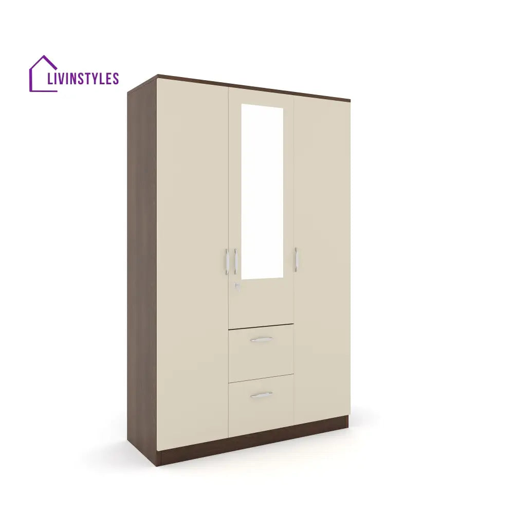 Artem 3 Door Mirror Wardrobe (Walnut / White) Home Furniture