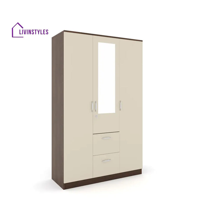 Artem 3 Door Mirror Wardrobe (Walnut / White) Home Furniture