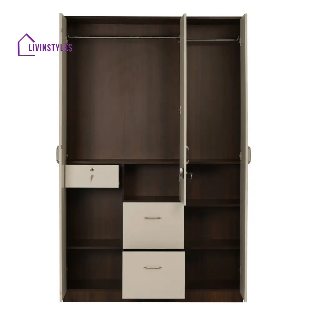 Artem 3 Door Mirror Wardrobe (Walnut / White) Home Furniture