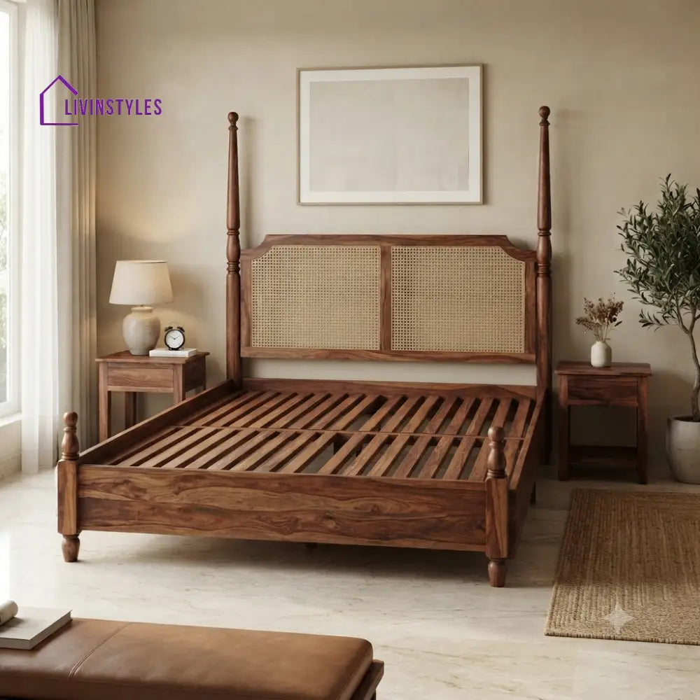 Emily Solid Sheesham Wood Poster Bed Without Storage