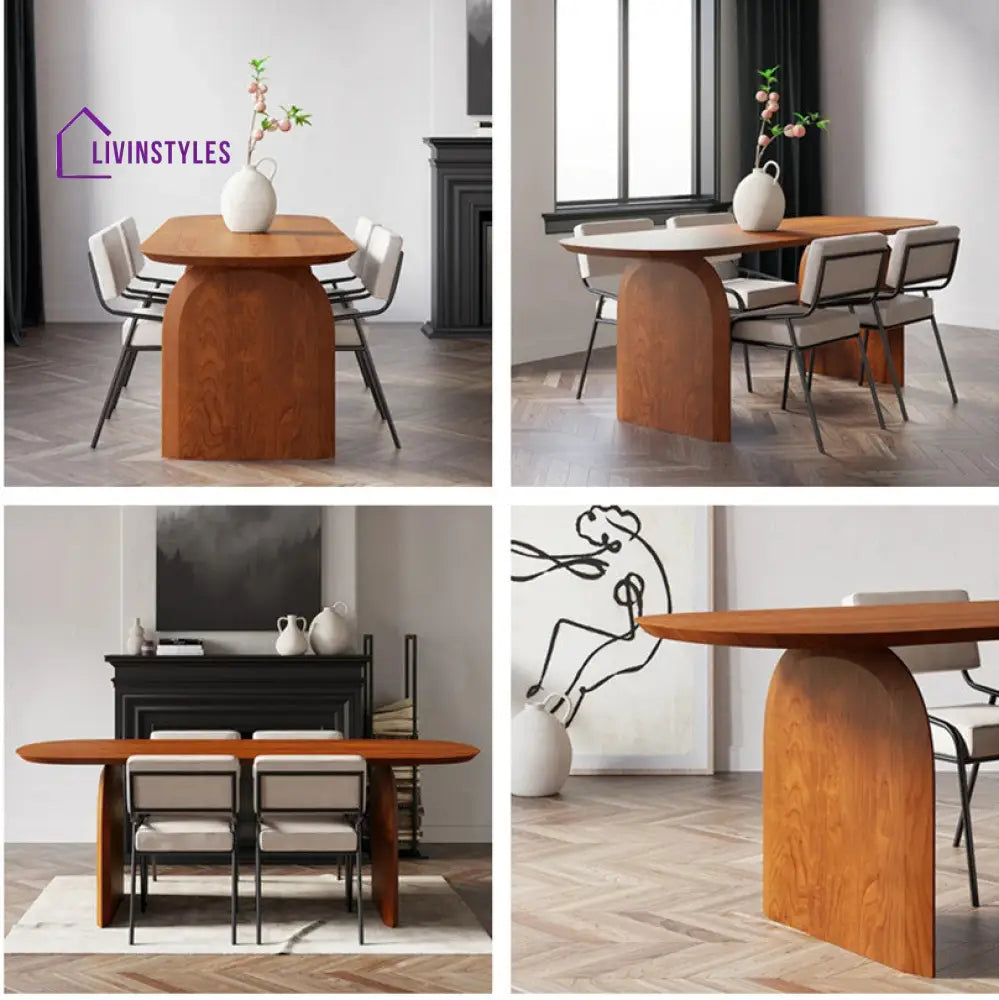 Solid Wood Top & Pedestals Dining Table CHERRY / S Size:59.1’’L x 27.6’’W x 29.5’’H (1500mmL x 700mmW x 750mmH) Tables