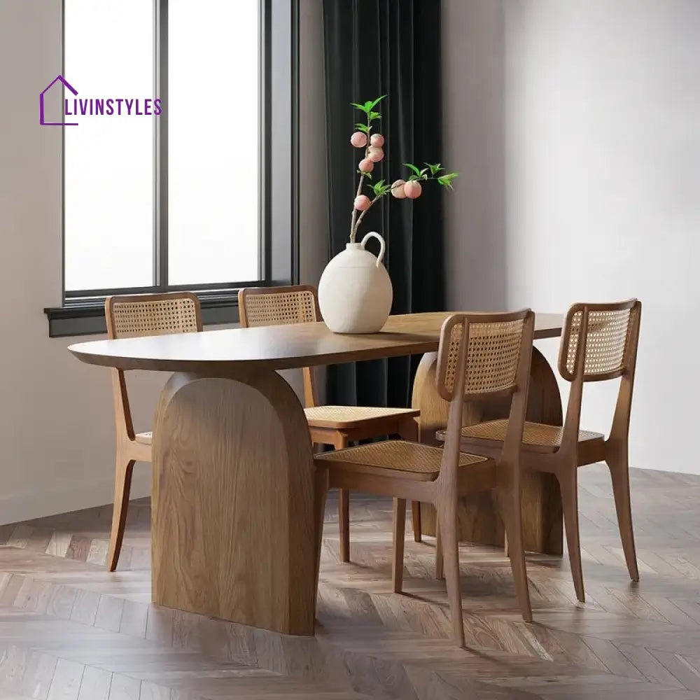 Solid Wood Top & Pedestals Dining Table Tables