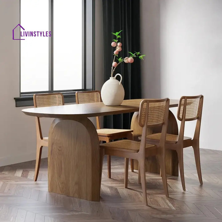 Solid Wood Top & Pedestals Dining Table Tables