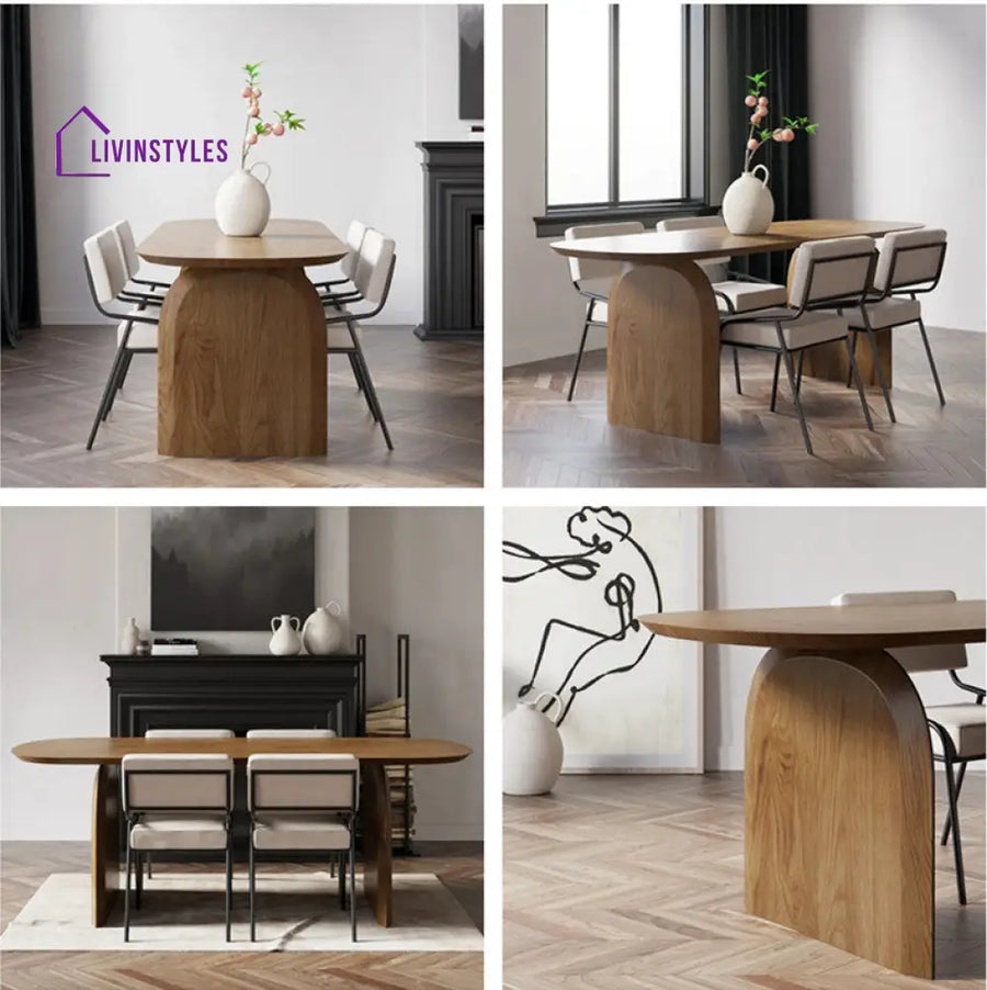 Solid Wood Top & Pedestals Dining Table WALNUT / S Size:59.1’’L x 27.6’’W x 29.5’’H (1500mmL x 700mmW x 750mmH) Tables