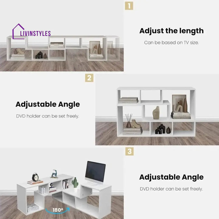 Emma White Finish Tv Unit Stand for Living Room