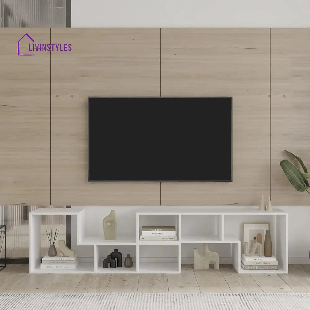 Emma White Finish Tv Unit Stand for Living Room
