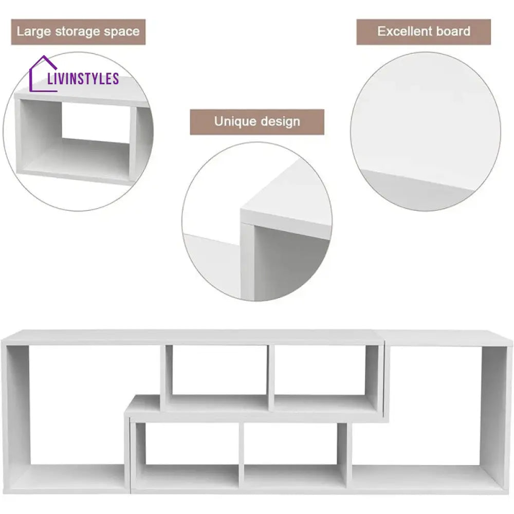 Emma White Finish Tv Unit Stand for Living Room
