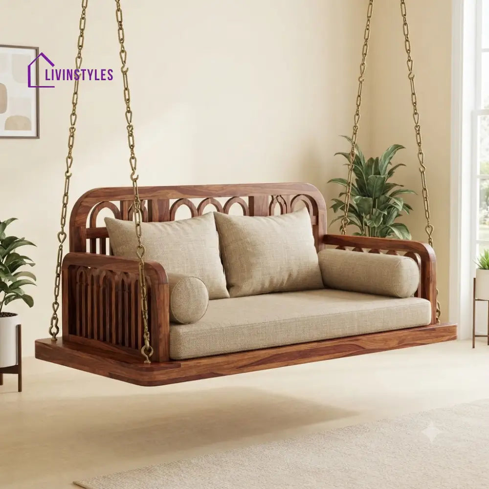 Emmanuel 2 Seater Wooden Swing for Home | Wooden Jhula for home