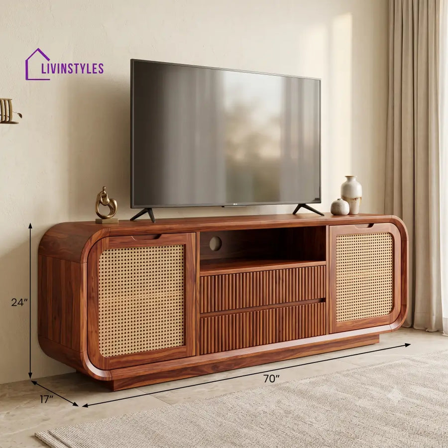 Emmanuelle Solid Sheesham Wood Tv Unit for Living Room | Tv Cabinet | Tv Console Unit