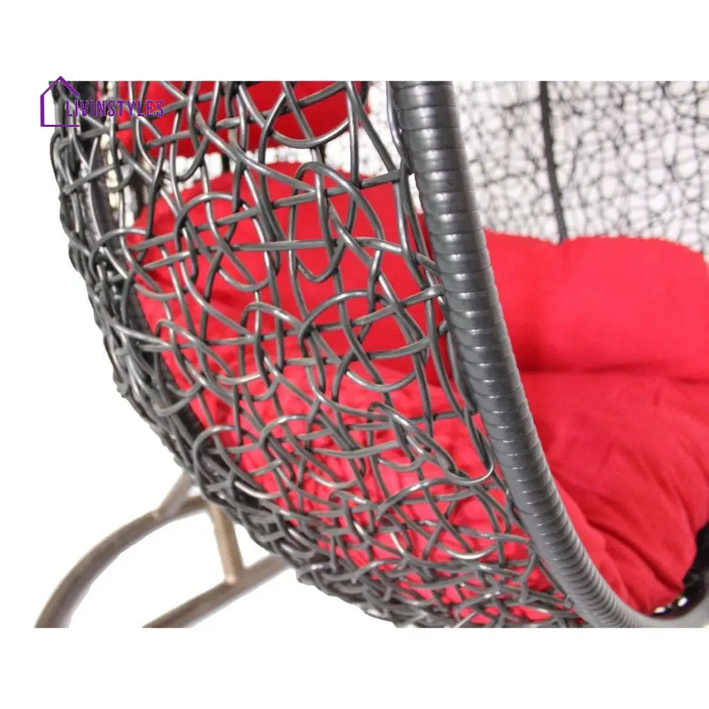 Eneide Single Seater Hanging Swing With Stand For Balcony Garden Swing (Dark Brown) - Swings