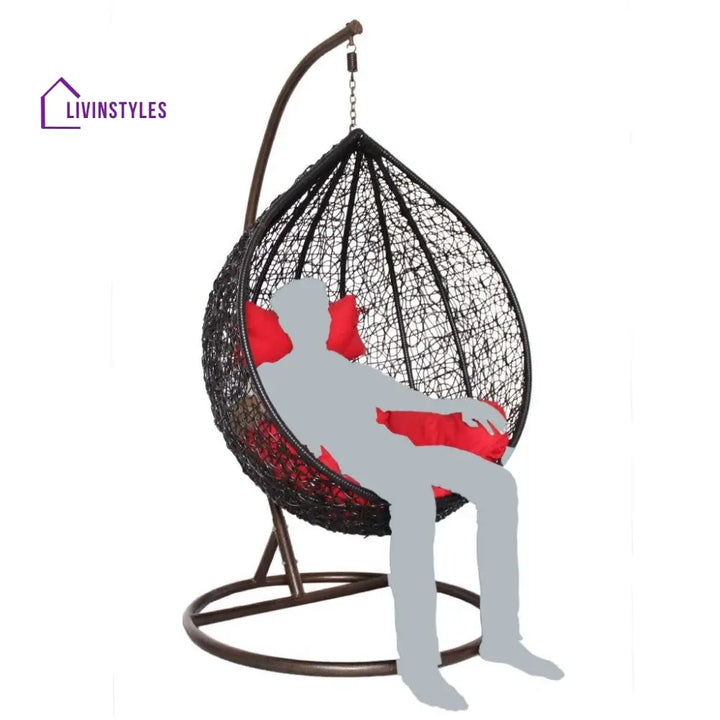 Eneide Single Seater Hanging Swing With Stand For Balcony Garden Swing (Dark Brown) - Swings
