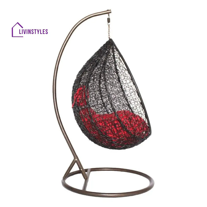 Eneide Single Seater Hanging Swing With Stand For Balcony Garden Swing (Dark Brown) - Swings