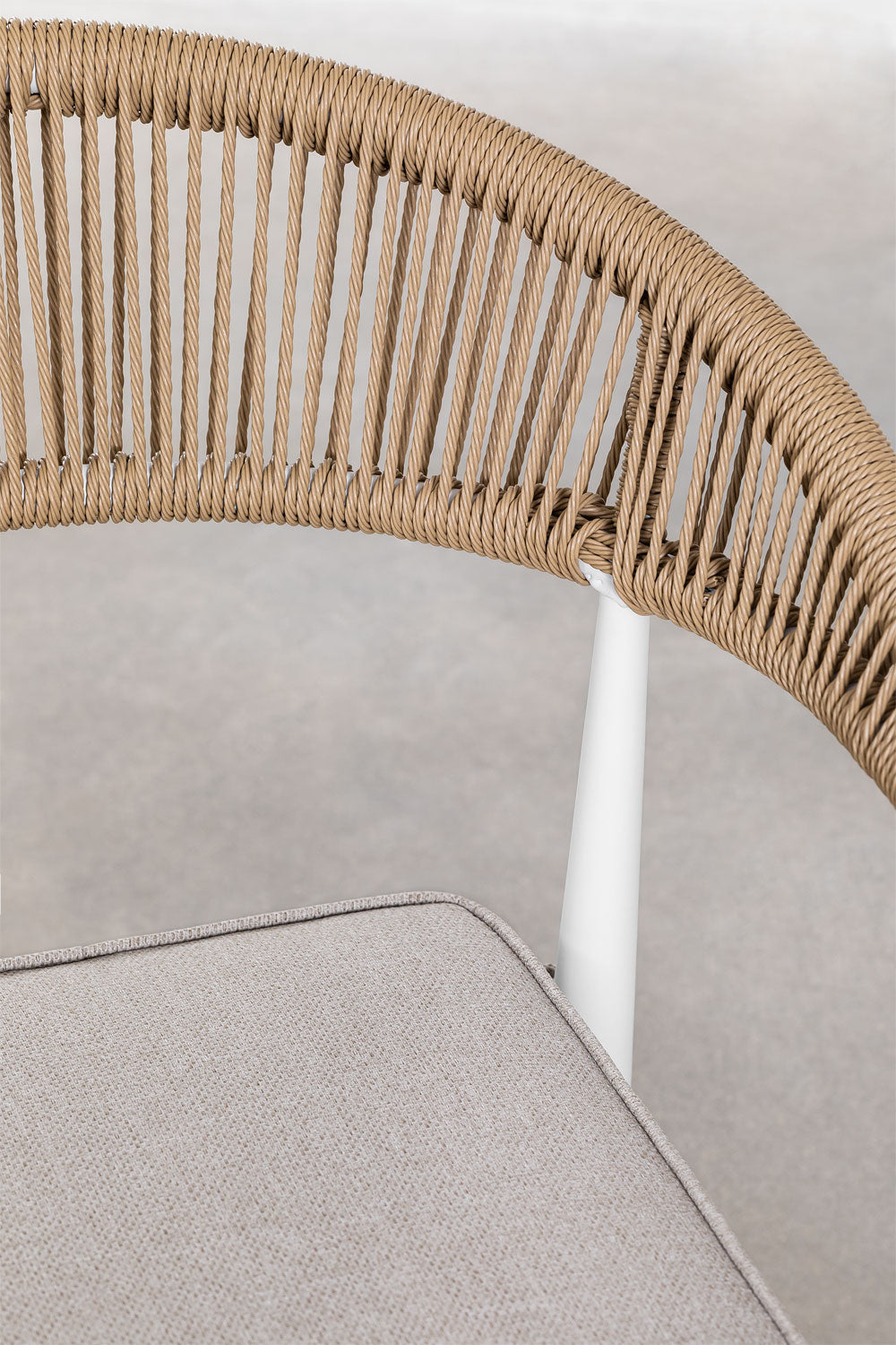 Marianela Outdoor Sofa Set 2 Seater, 2 Single seater and 1 Center Table Set (White+Brown) Braided & Rope