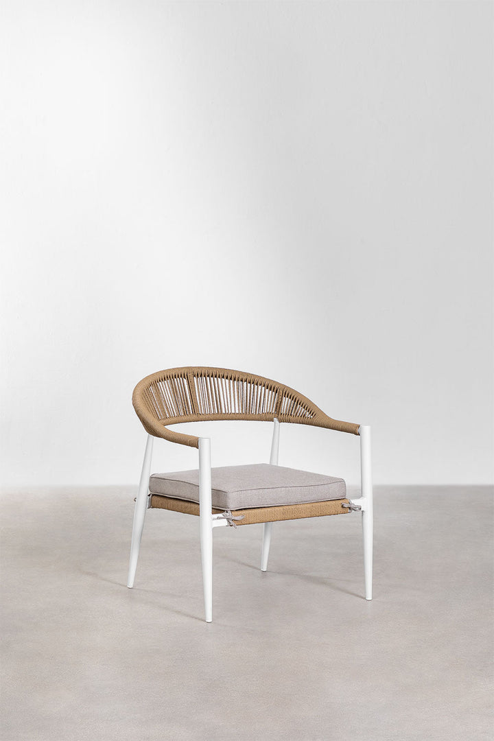 Marianela Outdoor Sofa Set 2 Seater, 2 Single seater and 1 Center Table Set (White+Brown) Braided & Rope