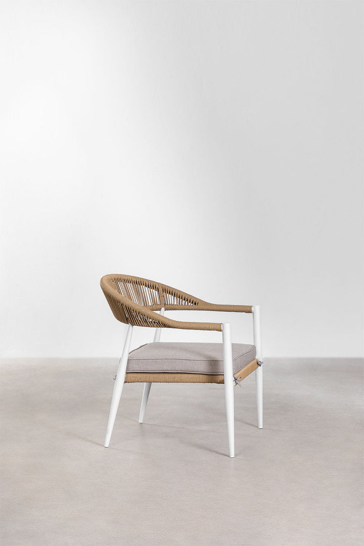 Marianela Outdoor Sofa Set 2 Seater, 2 Single seater and 1 Center Table Set (White+Brown) Braided & Rope