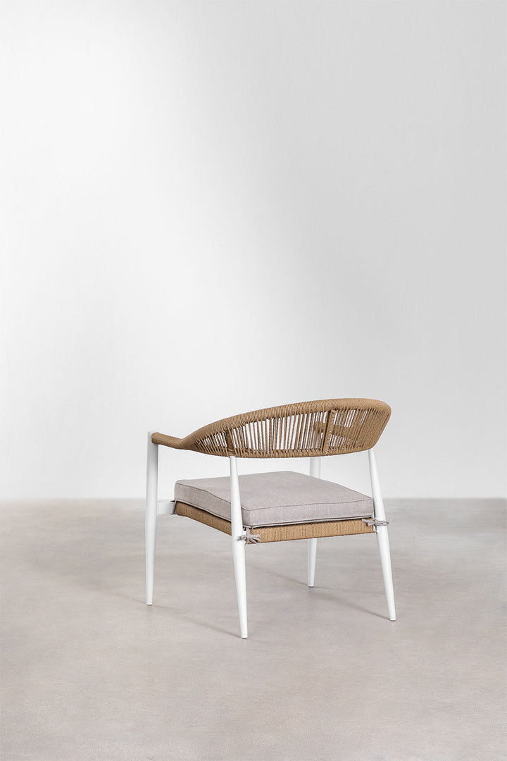 Marianela Outdoor Sofa Set 2 Seater, 2 Single seater and 1 Center Table Set (White+Brown) Braided & Rope