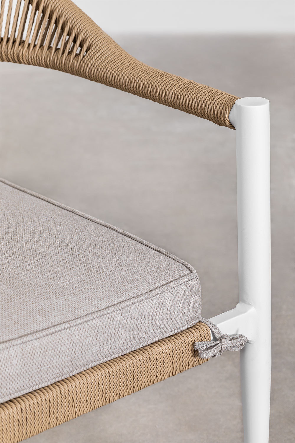 Marianela Outdoor Sofa Set 2 Seater, 2 Single seater and 1 Center Table Set (White+Brown) Braided & Rope