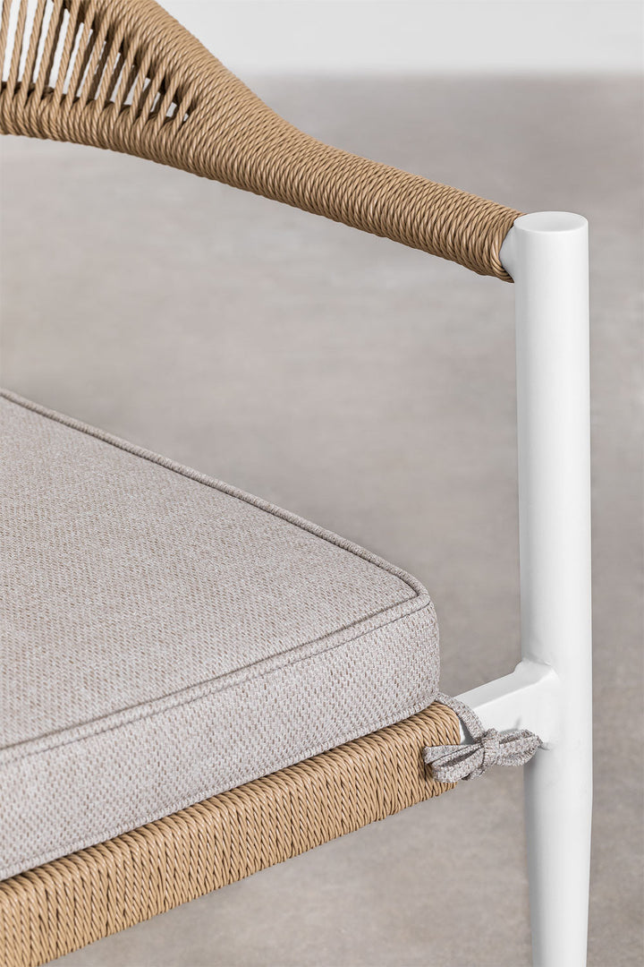 Marianela Outdoor Sofa Set 2 Seater, 2 Single seater and 1 Center Table Set (White+Brown) Braided & Rope