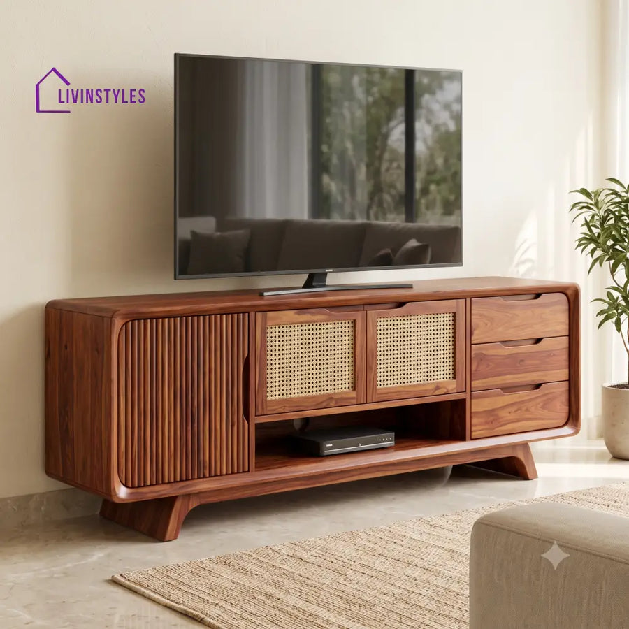Enguerrand Solid Sheesham Wood Tv Unit for Living Room | Tv Cabinet | Tv Console Unit