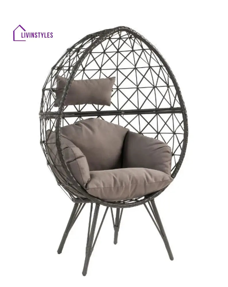 Ennio Single Seater Swing Basket For Balcony & Garden (Black) - Swings
