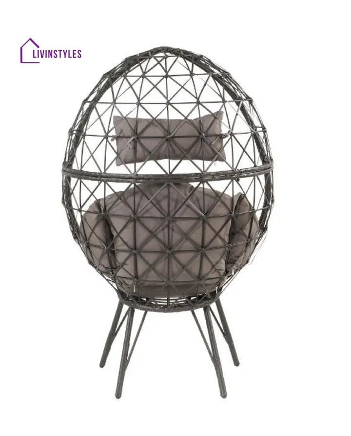 Ennio Single Seater Swing Basket For Balcony & Garden (Black) - Swings