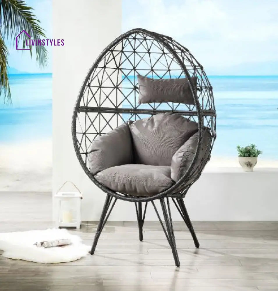 Ennio Single Seater Swing Basket For Balcony & Garden (Black) - Swings