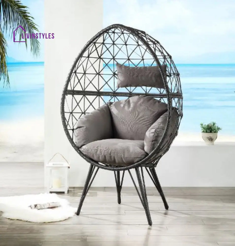 Ennio Single Seater Swing Basket For Balcony & Garden (Black) - Swings