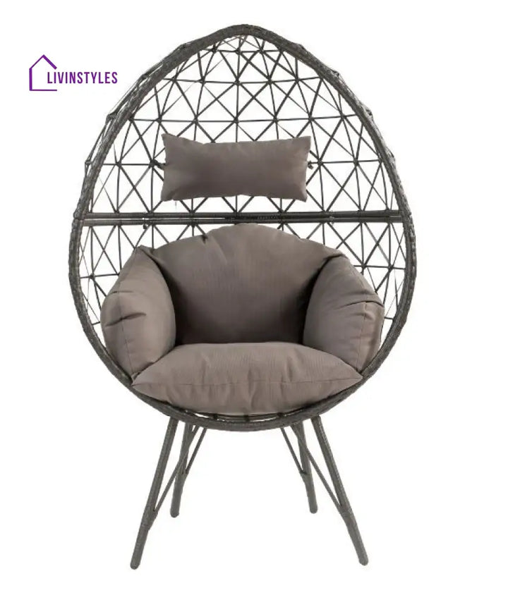 Ennio Single Seater Swing Basket For Balcony & Garden (Black) - Swings