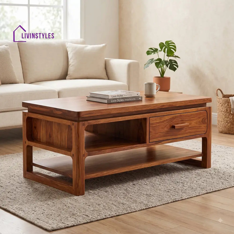 Enora Wooden Coffee Table for Living Room | Tea Table | Teapoy | Center table