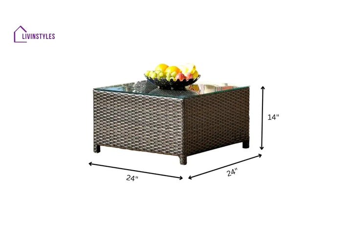 Enorson Outdoor Garden Balcony Sofa Set 2 Three Seater 2 Single Seater With 2 Ottoman and 2 Center Table Set (Brown)