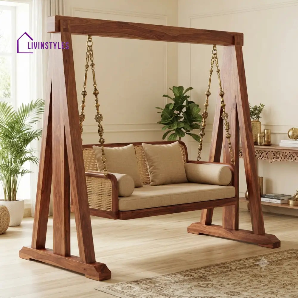 Enzo 2 Seater Wooden Swing for Home | Wooden Jhula for home