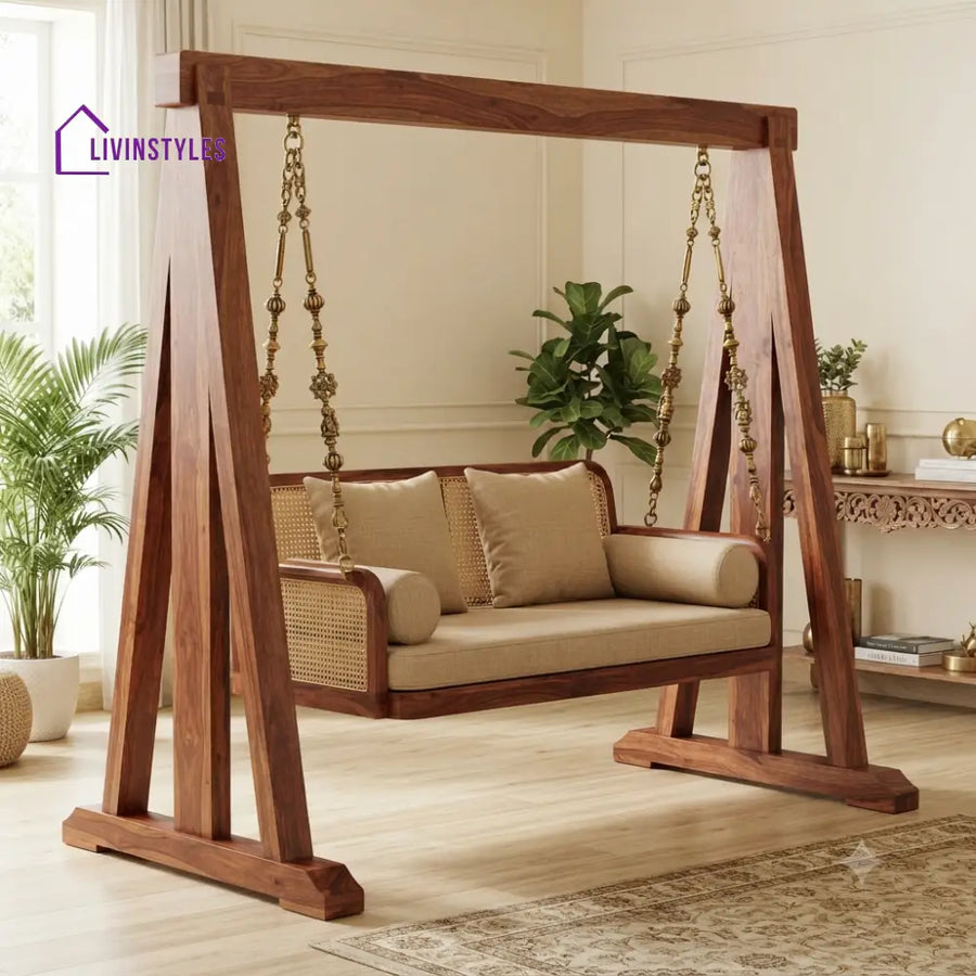 Enzo 2 Seater Wooden Swing for Home | Wooden Jhula for home