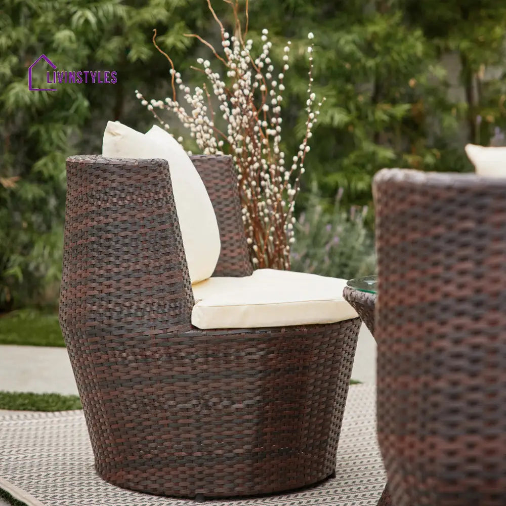 Enzo Outdoor Patio Seating Set 2 Chairs and 1 Table Set (Brown) - Coffee Table Sets