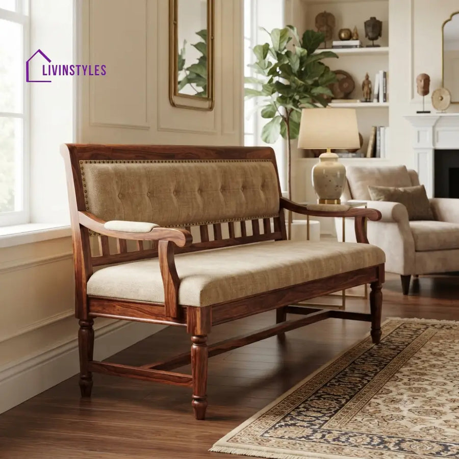 Enzo Wooden Bench for Living Room | Bedroom | Extra Seating