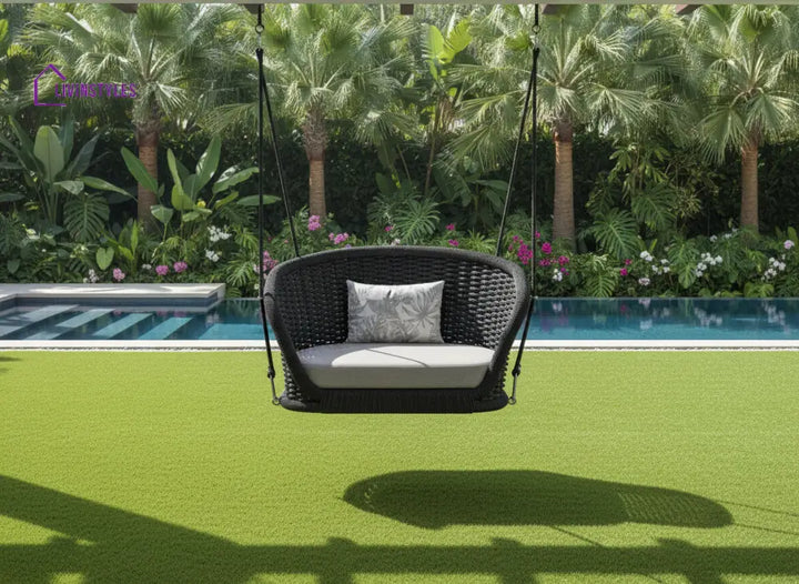 Eon Single Seater Hanging Swing Without Stand For Balcony Garden Swing (Black) - Swings
