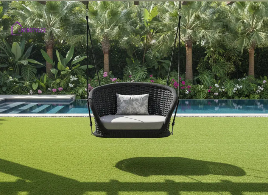 Eon Single Seater Hanging Swing Without Stand For Balcony Garden Swing (Black) - Swings