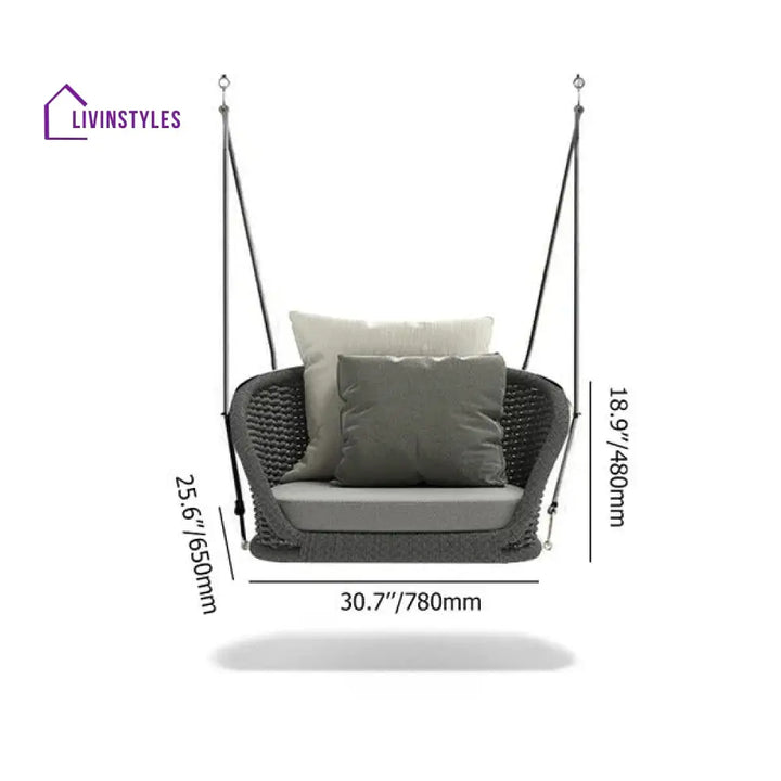 Eon Single Seater Hanging Swing Without Stand For Balcony Garden Swing (Black) - Swings