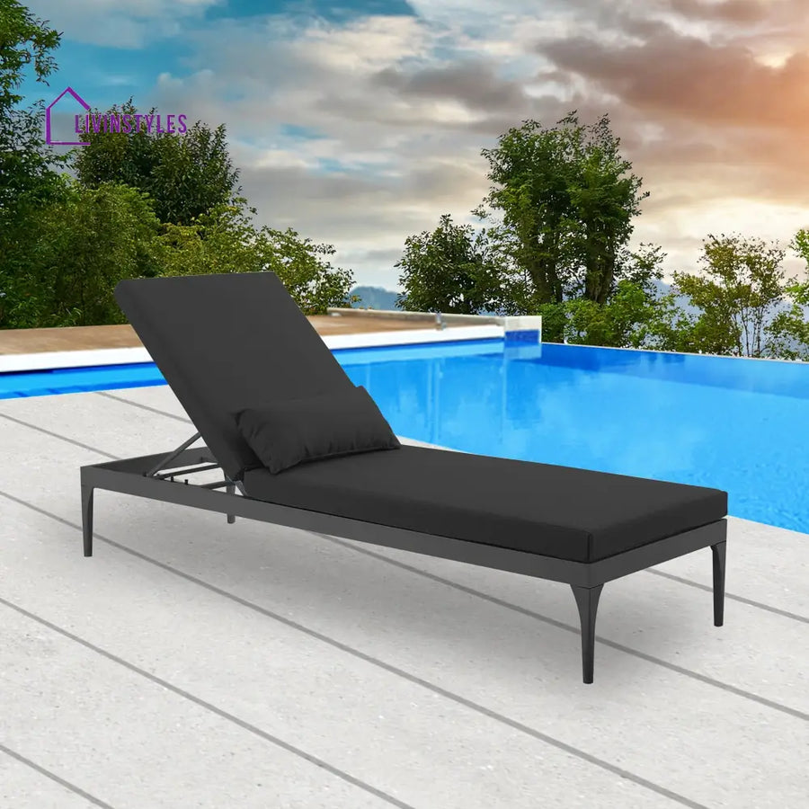 Epifanio Outdoor Swimming Poolside Lounger (Black) - Loungers