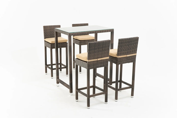 Cea Outdoor Patio Bar Sets 4 Chairs and 1 Table (Brown)