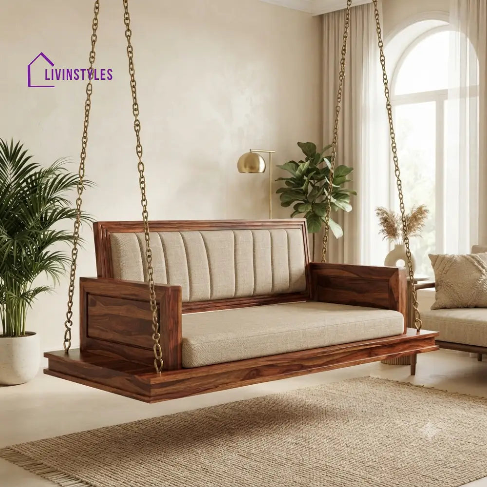 Éric 2 Seater Wooden Swing for Home | Wooden Jhula for home