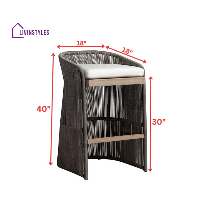 Erim Outdoor Patio Bar Chair 2 Chair For Balcony Braided & Rope - Bar Sets